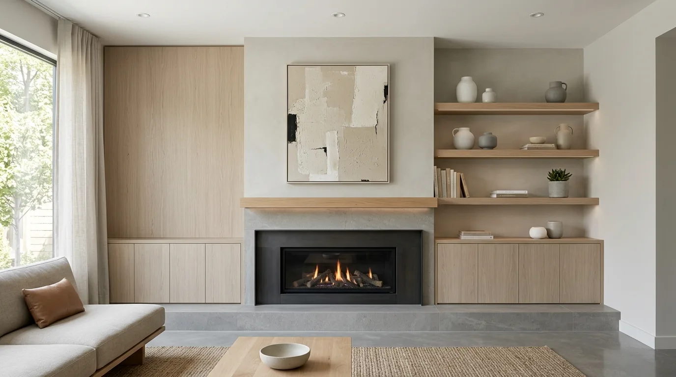 Use paint to unify the whole built-in wall inspiration for a living room with fireplace built-ins.